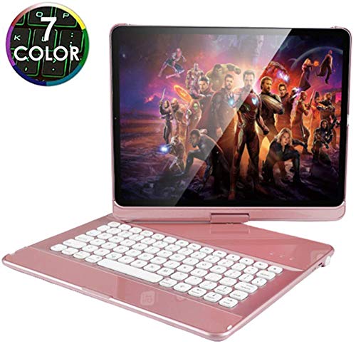 Ipad Pro 12.9 2018/2020 Tastaturhülle, [QWERTY] Layout-Tastatur - 360 ° Drehung 7 Farbe Von Hinten Beleuchtet Drahtlose Ipad-Tastatur, Auto