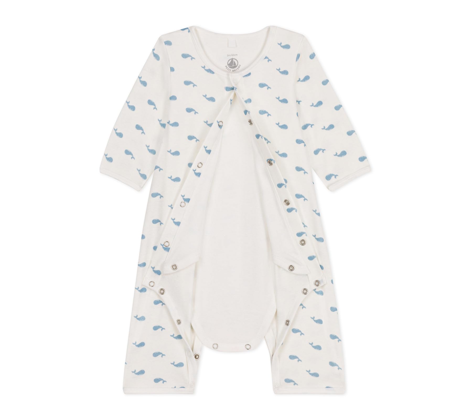 Petit Bateau Bodyjama bébé sans Pieds en Coton imprimé Baleines