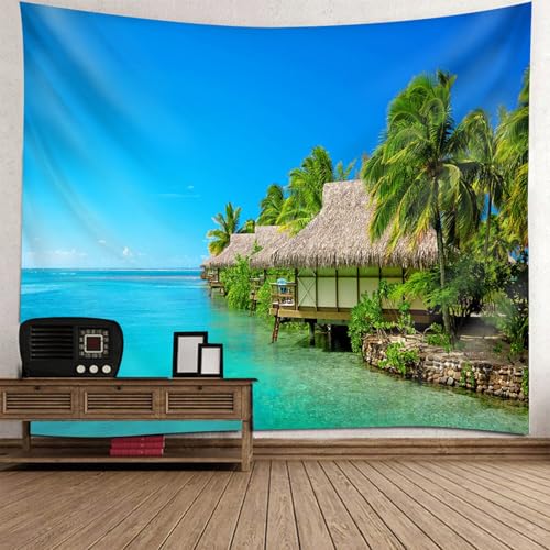 Tapisserie paysage ciel bleu mer pour inviter la sérénité des vacances chez soi