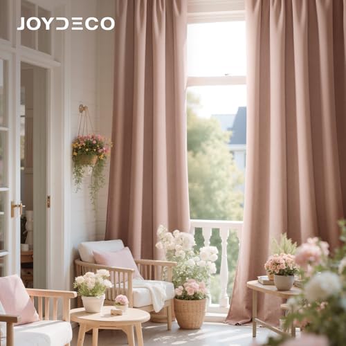 Image of Joydeco Candy Pink Velvet Curtains 90 Inch Curtains 2 Panels Set, Thermal Insulated Room Darkening Curtains for Bedroom Living Room, Soft Luxury Curtains Rod Pocket, 52W x 90L