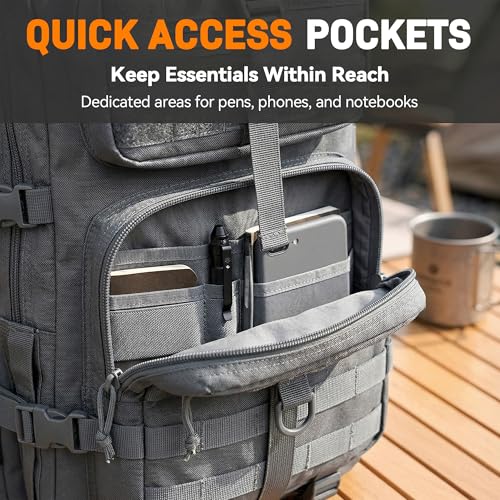 Military Tactical Backpack for Men, Tactical Laptop Backpack with Molle Waterproof, Army 3 Days Assault Pack & Bug Out Bag for Hiking (09-Gray) - Image 6