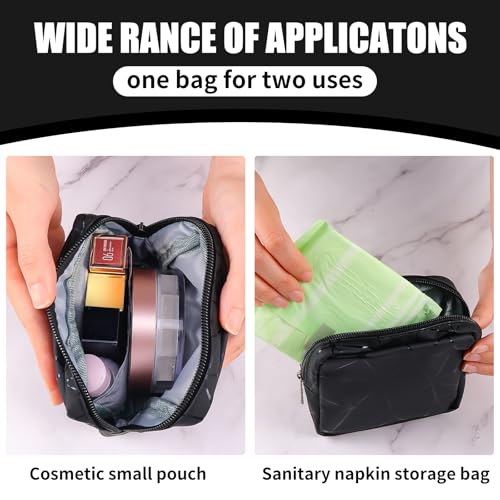 Ymapinc Period Sanitary Bag, Napkin Storage Bag Tampon Pouch Portable Feminine Care First Period Kit for Teen Ladies Women (Black)