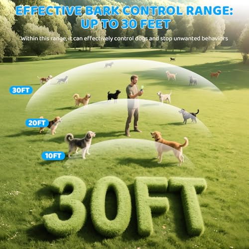 SAMULE Ultrasonic Dog Bark Deterrent Device 30 FT Handheld Anti Barking Control Device LED Barkshield for Dogs Puppy Training Tools with 5 Modes & USB-C Rechargeable for Indoor Outdoor - Thumbnail 3