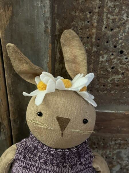 Primitives-Supplies-for-Country-Primitive-Rustic-Daisy-Easter-Bunny-Rabbit-Doll-in-Purple-Sweater-11-for-Home-Easter-Holiday-Decor Primitives Supplies for Country Primitive Rustic Daisy Easter Bunny Rabbit Doll in Purple Sweater 11 for Home Easter Holiday Decor