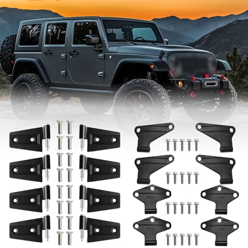 B.ZSSY 16PCS Body Door Hinge Sets Compatible with 2007-2018 Wrangl-er JK JKU Unlimited Inside & Outside Door Hinges