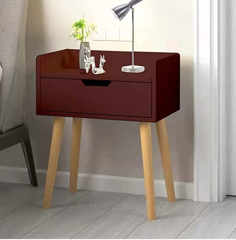NMT Furniture Modern One Drawer End Table, Bedside Table for Bedroom, Nightstand for Living Room, Small Space Furniture, Wooden Furniture, Kids Room Table (Brown)