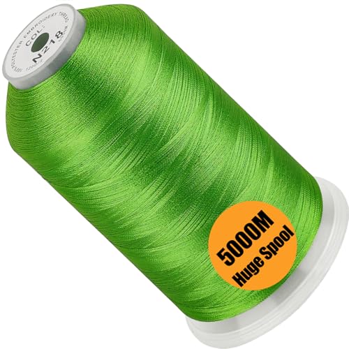 Image of New brothread - Single Huge Spool 5000M Each Polyester Embroidery Machine Thread 40WT for Commercial and Domestic Machines - Yellow Green(Janome Color)