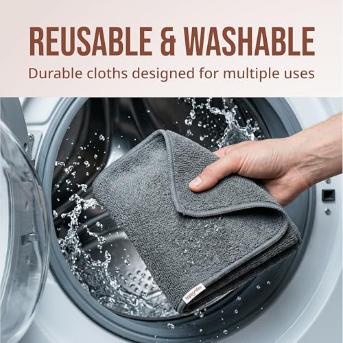 Image of Microfiber Cloth (Pack of 6) - 20x30 cms - 400 GSM | Thick Lint & Streak-Free Multipurpose Cloths - Automotive Microfibre Towels for Car, Bike Cleaning, Washing & Detailing (Grey)