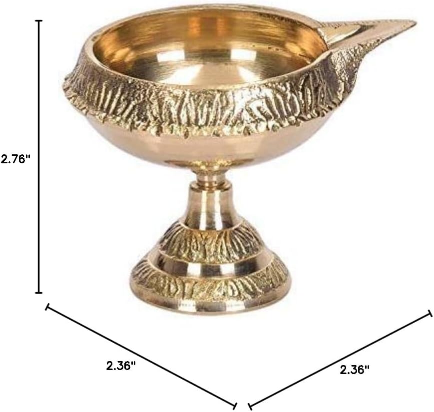 phareLamp Presents Brass Kuber Deepak On Stand Diya Oil Lamp for Puja Home Decor (Golden, Height 6 cm) (Pack of 4) #A126