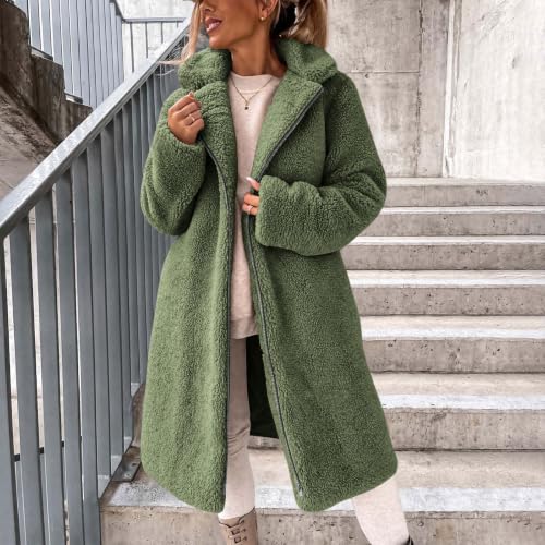 FPMLUXLL Sherpa Jacket Women Long Warm Full Zip Up Fall Winter Fleece Coat - image 2