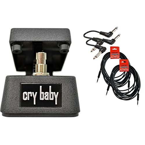 Dunlop CBM95 Cry Baby Mini Wah Cable Bundle w/ 4 free Items: 2x 18.6' Strukture R-Angle Cables, 2x Strukture SC186W Instrument Cables