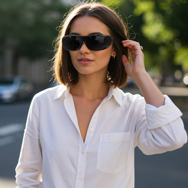 VIEWBETTER® Polarized Fit Over Glasses Sunglasses for Women Men Oversized Trendy Stylish Snap Shades UV400 Protection V41062