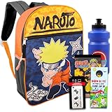 Action Comics Naruto Backpack for Boys - Bundle with Naruto Backpack, Water Bottle, Stickers, and More | Naruto Backpacks for Boys 8-12