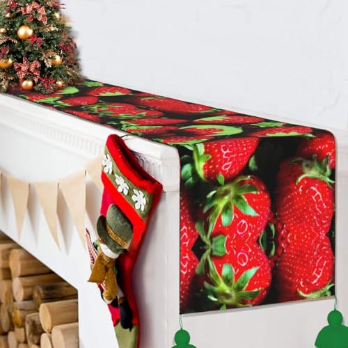 Chemin de table fraise pour repas de ferme et décoration de table basse