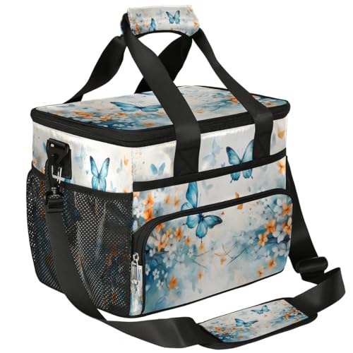 Butterfly Floral Insulated Picnic Backpack Lunch Box for Women Men Picnic Basket Tote Lunch Bag Picnic Bag Portable Lunch Bags for Picnic, Beach, Work, Trip,Office, Camp Butterfly