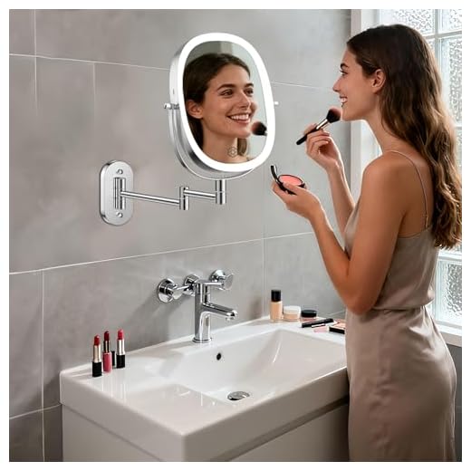 YIQAN LED Spiegel Licht 4000K Natürliches Licht Mattschwarz 40cm Badezimmer Licht 10w 800lm Badezimmer Kabinett Licht Kabinett Beleuchtung Clip Licht Kosmetik Licht 3 Montageoptionen 6 FUNTOUCH Wiederaufladbar Kosmetikspiegel mit 1X/ 7X Vergrößerung LED Beleuchtung, Dimmbarer Rasierspiegel 3 Farben, Touchscreen Schminkspiegel, 360° Drehbar, Wandspiegel für Badezimmer und Hotel