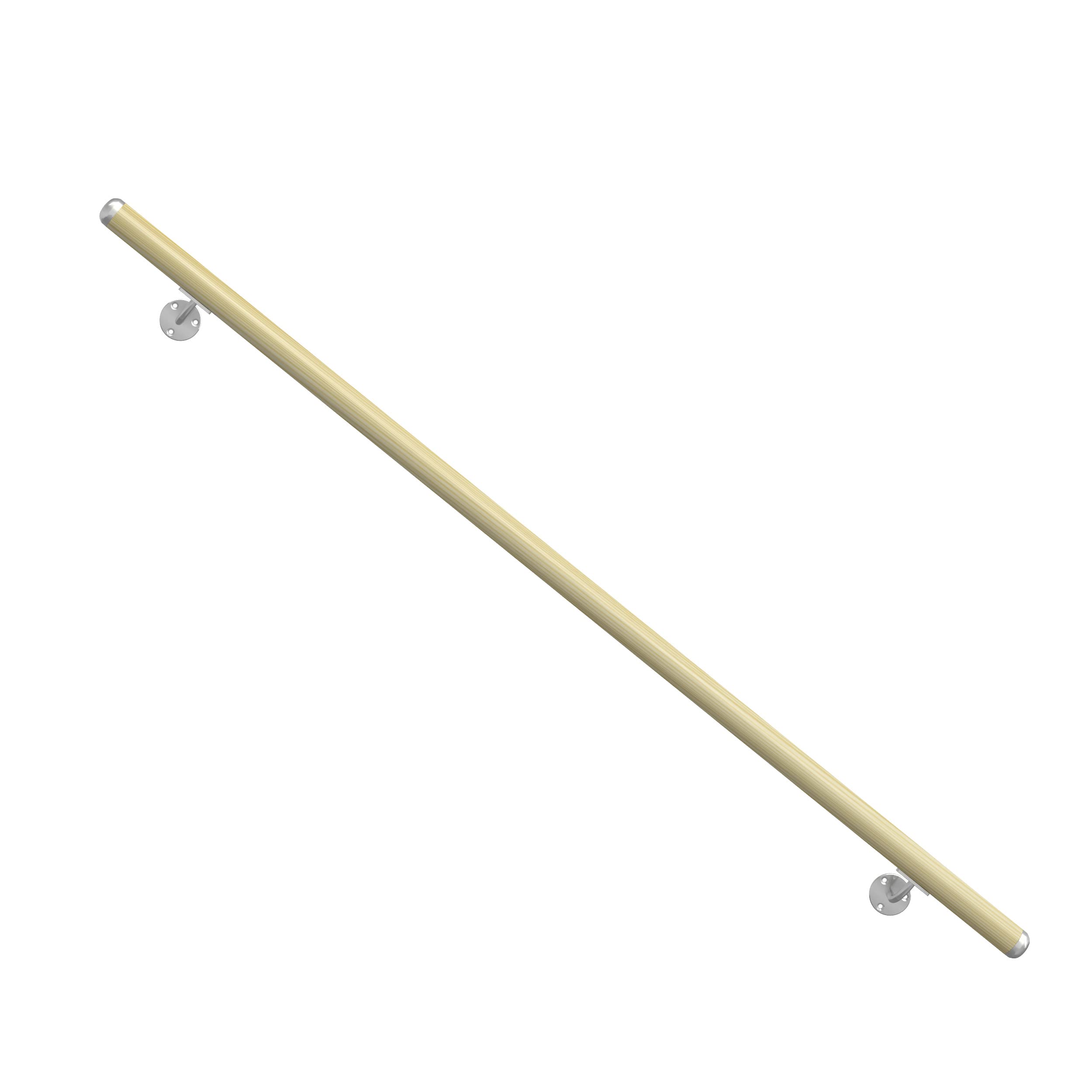 DOLLE Handlauf Massivholz Fichte unbehandelt Länge 150 cm (kürz- und verlängerbar) komplett mit Wandhaltern, Dübeln und Schrauben