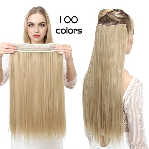 SARLA 24" Straight 1Pc 3/4 Full Head Clip In Hair Extension Synthetic Hair Extensions Japan Heat Resistant Fiber 50 Colors Available 666(Beach Blonde #)