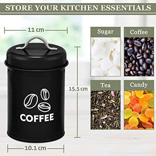 Herogo Tea Coffee Sugar Canisters Set of 3, Black Storage Canisters Jars With Lids, Vintage Retro Style Kitchen Containers Set for Dry Food, Flour, Seeds, Nuts, Healthy & Easy Clean - Cosy Home Interiors Herogo Tea Coffee Sugar Canisters Set of 3, Black Storage Canisters Jars With Lids, Vintage Retro Style Kitchen Containers Set for Dry Food, Flour, Seeds, Nuts, Healthy & Easy Clean - Image 2