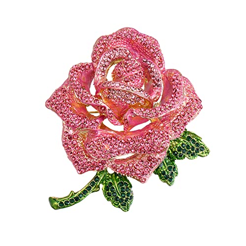 Image of BriLove Women's Austrian Crystal Rhinestones Rose Flower Brooch Pin for Party Prom