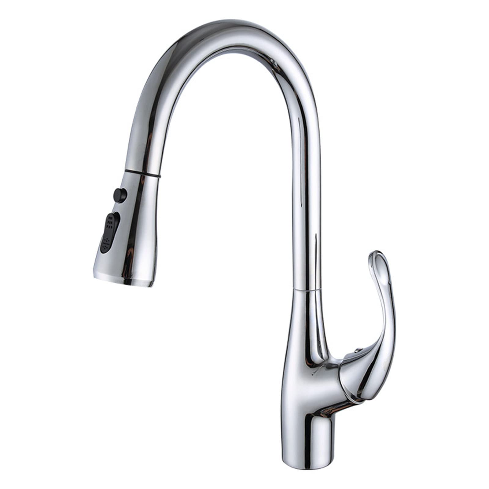 Yjyjy Chrome Brass Faucet With Down Sprayer, 2Modes Spray Pull Out Sink 360° Swivel Single Handle Hot And Cold Water Kitchen Mixer Taps