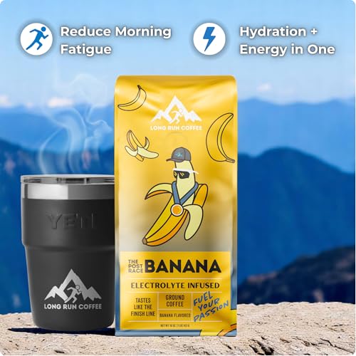 Image of Long Run Coffee - Hydrating Coffee with Electrolytes - All Natural Energy + Hydration + Recovery for Athletes - Stomach Friendly Electrolyte Coffee for Runners (5 lb, Banana Bread)