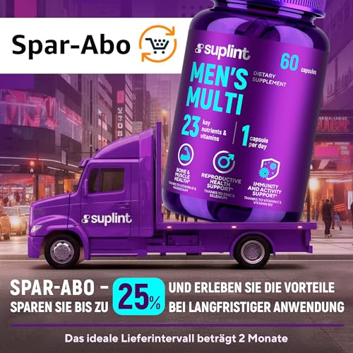 Multivitamin für Männer - 60 Kapseln für 60 Tage - Vitamin Komplex A-Z & Mineralstoffe wie Zink, Magnesium, Und Mehr - Hochdosierte Tabletten Multivinamine A, C, D, E, B6, B12, K