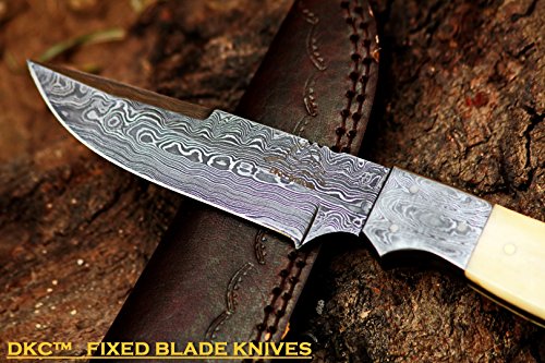 (6 7/18) Sale Dkc-519 Unicorn Damascus Hunting Handmade Knife Fixed Blade 9.3 Oz 9" Long #TOP1