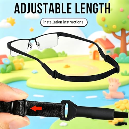 Image of KSACLE Adjustable Glasses Strap, Upgrade 4 Pack No Tail Eyeglass Straps, Universal Fit Rope Eyewear Retainer, Sport Unisex Sunglass Retainer Holder Strap for Men, Women and Kids (Mix, 7-11 inch)