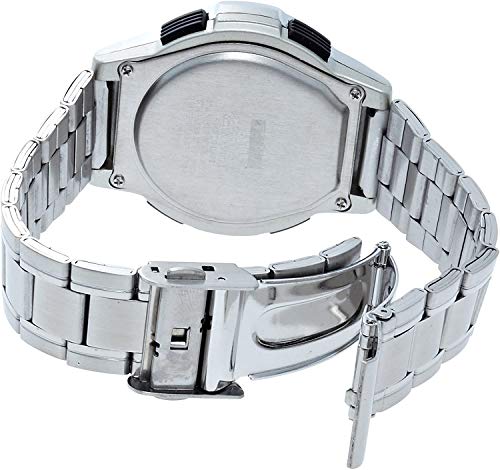 Image of Citizen Q&Q MHS5-200 Men's Digital Wristwatch, Radio, Solar, Waterproof, Date, Metal Band, Silver, Dial Color - Grey, watch