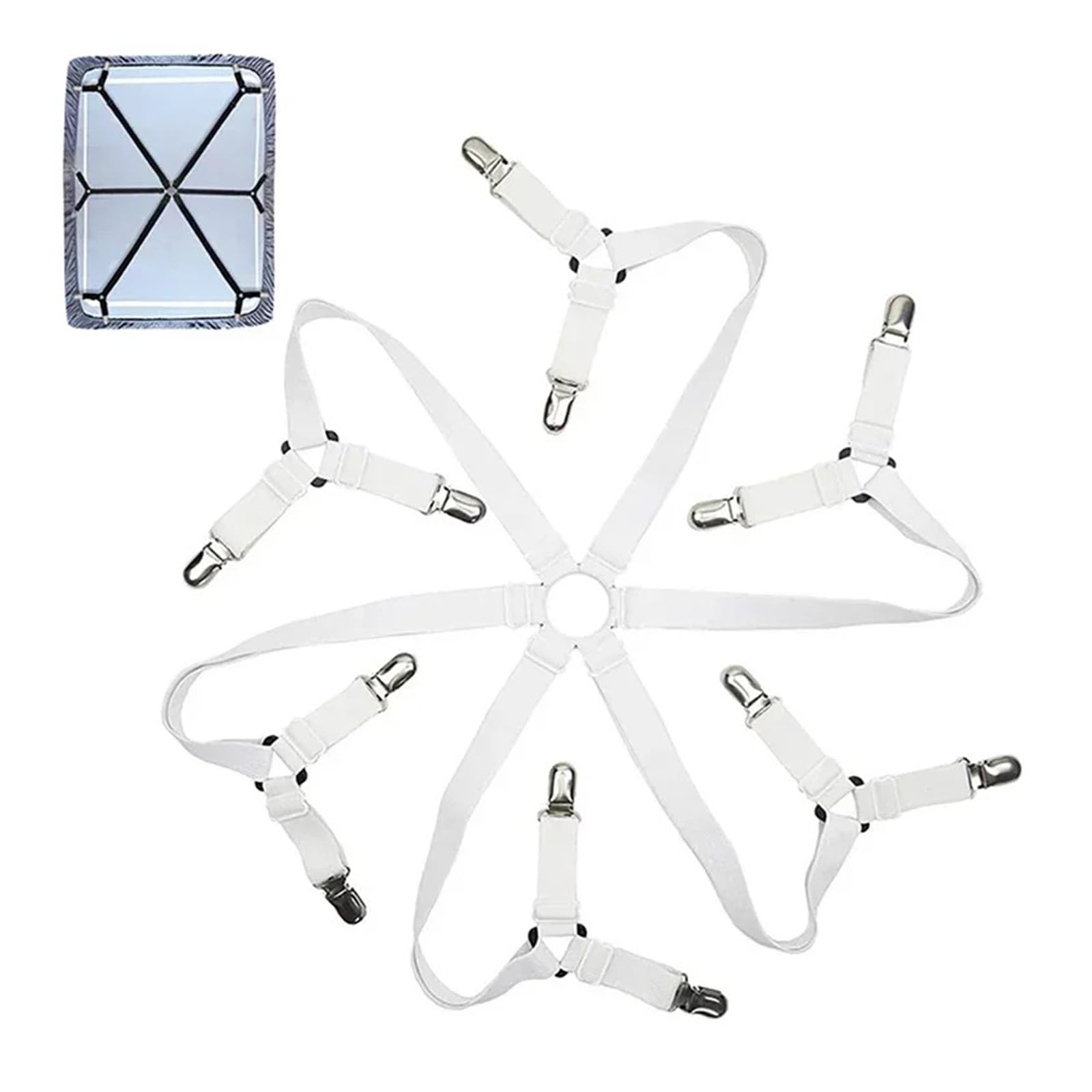 PFMSAAF bed sheet clips 12 Clips Elastic Bed Sheet Grippers Belt Fastener Non-Slip Strap Mattress Clip Fasteners Cover Blankets Organize Gadget for bed(12 Clips White)