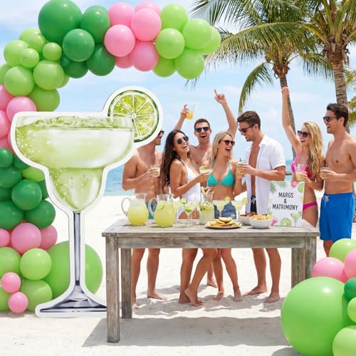Image of Colingmill 4ft Margs and Matrimony Bachelorette Party Decorations Martini Cardboard Cutout Stand up Bachelorette Photo Booth Props Backdrop Sign for Wedding Bridal Shower Mexican Fiesta Prom Supplies