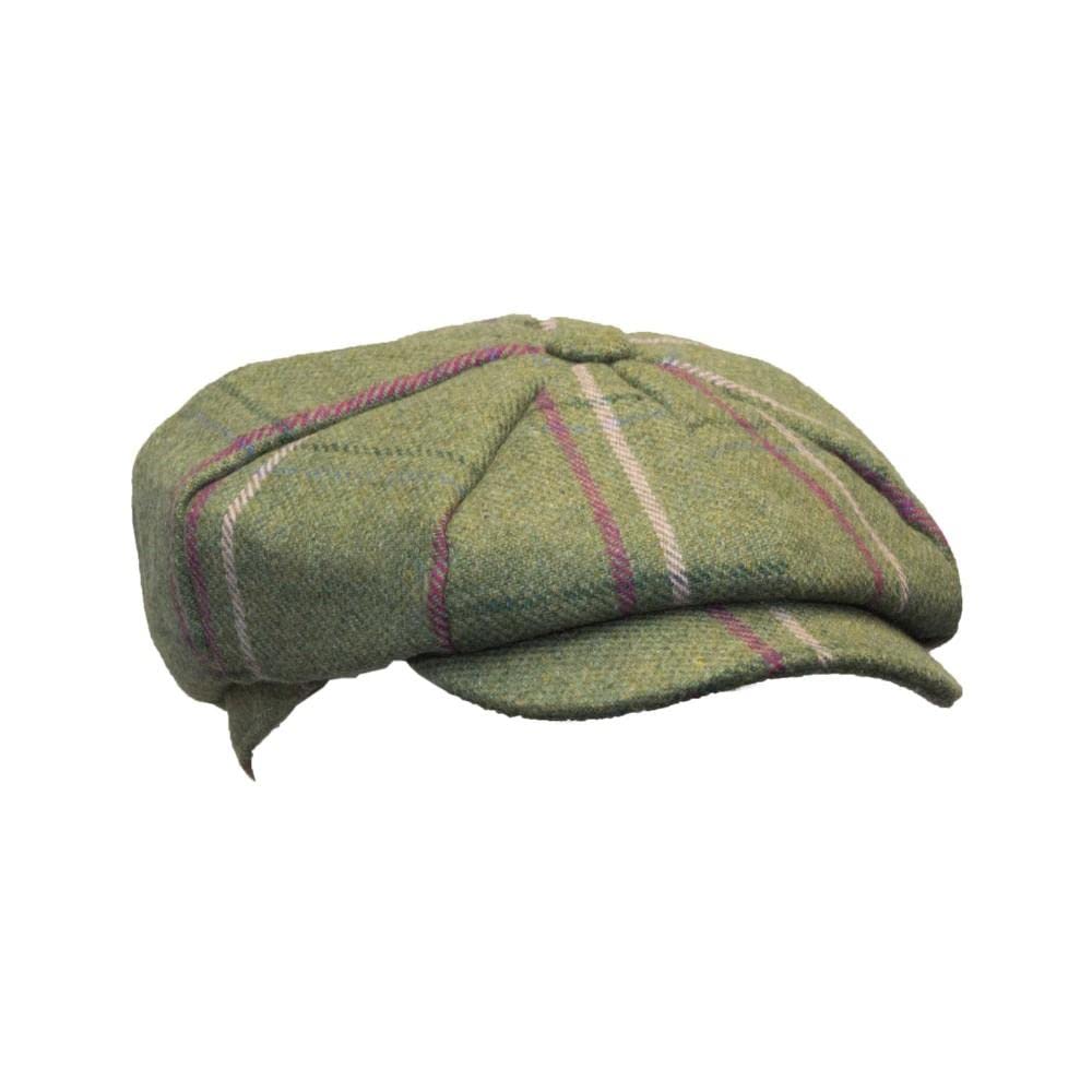WALKER AND HAWKES - Ladies Derby Tweed Charlotte Baker Boy Cap - Pink Stripe - M (58cm)