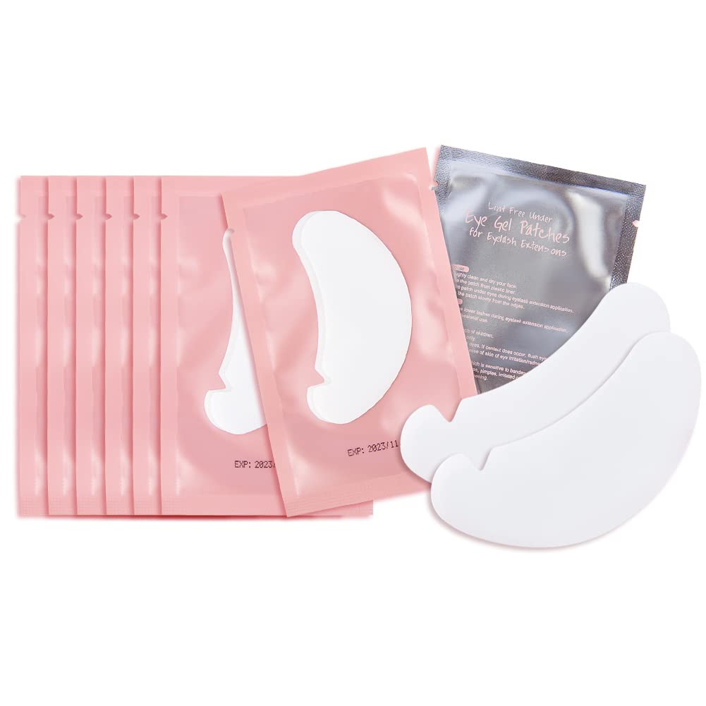 Lunamoon 50 Paire Patchs Pour Extensions de Cils Gel Patch de Cils Non Pelucheux Gel Yeux Patchs Cils Pad Under Eye Pads for Eyelash Extensions Lash Lift Pads (V-pads)