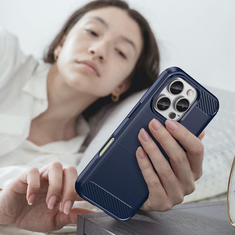 Image of Hybrid Carbon Fiber Back Case for iPhone 16 Pro Max (Blue)