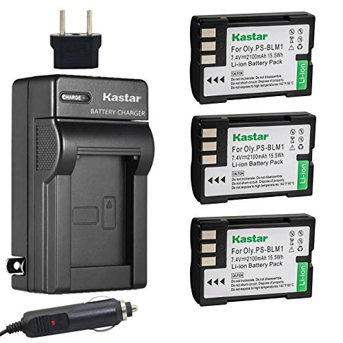 Kastar Battery (3-Pack) and Charger Kit for Olympus BLM-1, BLM-01, PS-BLM1 Work for Olympus C-5060, C-7070, C-8080, E-1, E-3, E-30, E-520, EVOLT E-300, E-330, E-500, E-510 Cameras