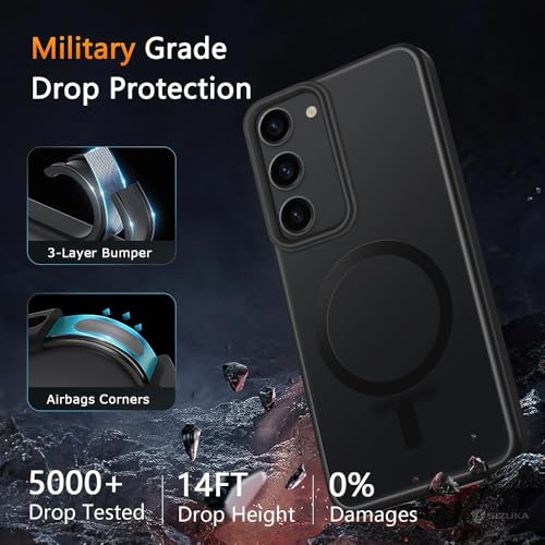 Image of SIZUKA Samsung S23 Magsafe Hard Back Case | Matte Design & 360 Protection | Military-Grade Samsung S23 Cover | Strong Magnet Back - Black