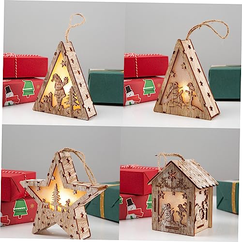 GOOHOCHY decoração de natal de madeira lustre pendente luminária pendente iluminar a casa de madeira