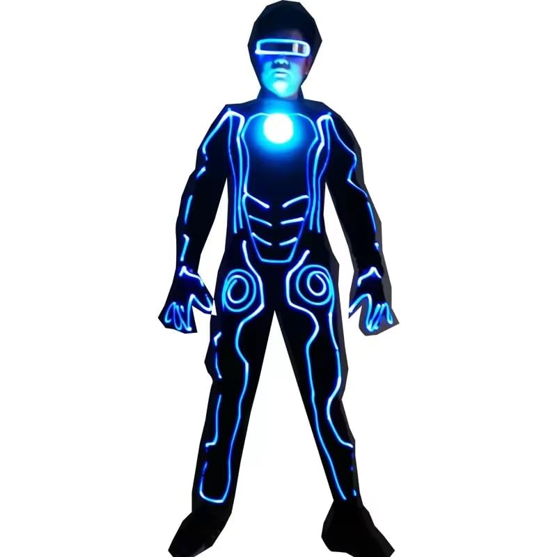 LED Costume Lights Men Party Stage Nightclub Bodysuit Cosplay Suit Luminous Glowing Dancer Wear Circus Clothes