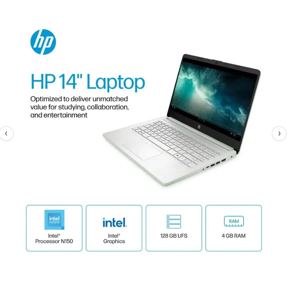 Image of HP Student Laptop, Intel Processor N150(up to 3.6 GHz),16G RAM, 256GB Storange (128GB UFS+128GB MSD), 14 Inch LED Screen,1 Year Office 365, Windows 11 Home,Willow Green,w /YYY Accessories