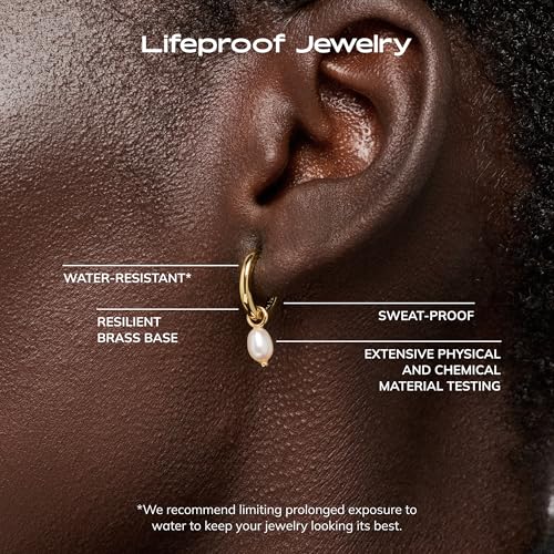 Image of Ana Luisa Frida Pearl Jewelry Huggie Hoops - Medium & Small 14K Gold Plated & Silver Rhodium Plated Drop Hoop Earrings with Freshwater Pearls - 2-in-1 Hypoallergenic Water-Resistant, Tarnish-Free Hoop