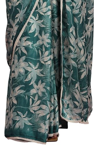 Image of MIRCHI FASHION Saree for Woman Georgette Floral and Leaf Printed | Elegant Farewell and Ceremonial Women's Sari with Blouse Piece
