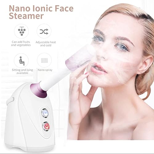 Miniatura 2 de Vaporizador facial nano iónico, vaporizador facial caliente/frío giratorio de 360 ° Nano iónico rociado Terapia Térmica Humidificador de niebla
