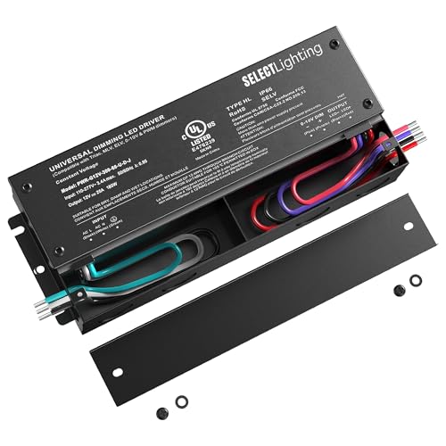 Image of SELECT Lighting 180W 12V Dimmable LED Driver, 4-in-1 ELV /MLV /TRIAC /0-10V, UL Listed Class 2 Power Supply, IP65 Waterproof Transformer for LED Strip & Tape Lights