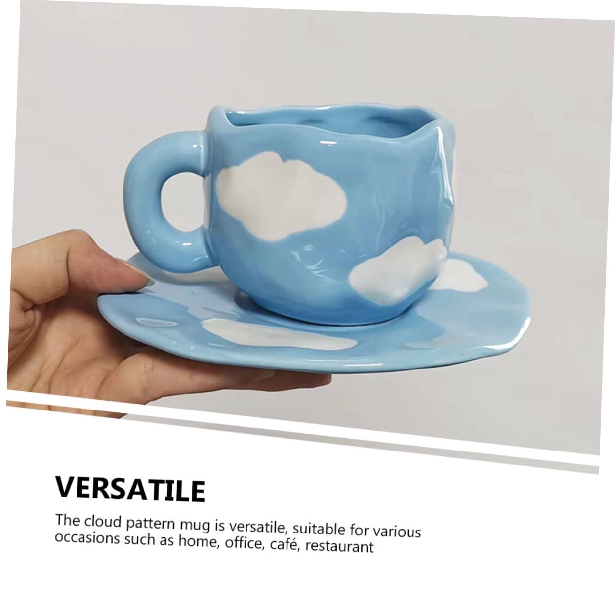 Healifty Taza de Café Retro de Cerámica con Platillo, Diseño Nube