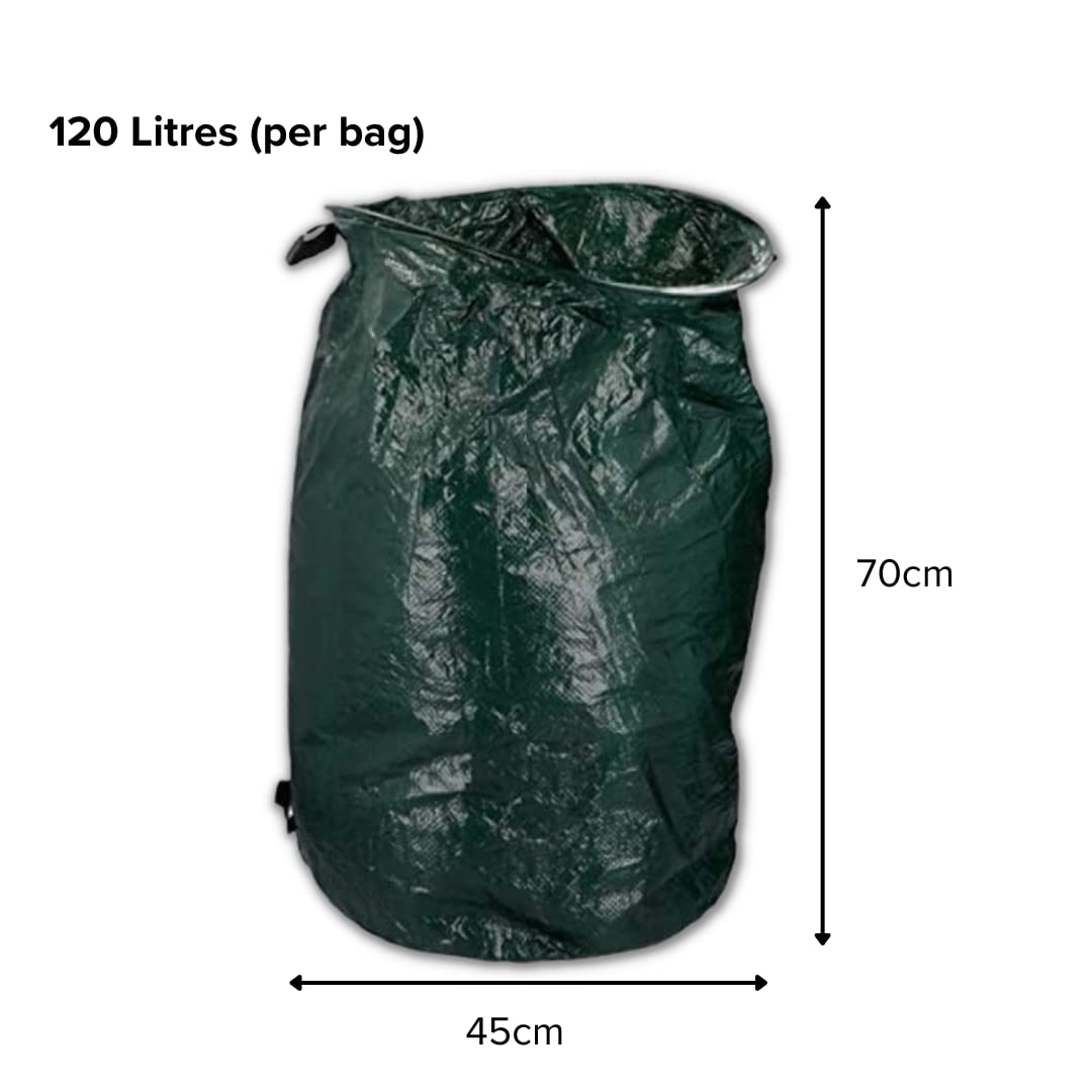 Sacchi Per Rifiuti Da Giardino Resistenti, 3 Sacchi Da Giardino Da 120 Litri Con Manici Pieghevoli E Riutilizzabili Realizzati In Polipropilene Estr 98409107