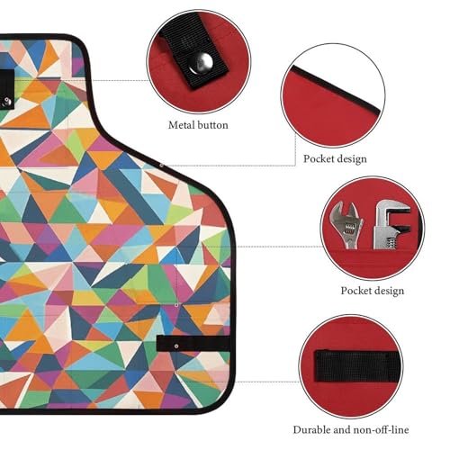 Delantal de trabajo unisex con bolsillos y diseño geométrico miniatura 3