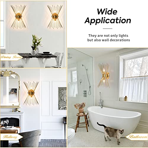 Neechicx 8960 2-Light Bathroom Vanity Light, Mid-Century Modern Starburst Gold Wall Sconce thumb #1