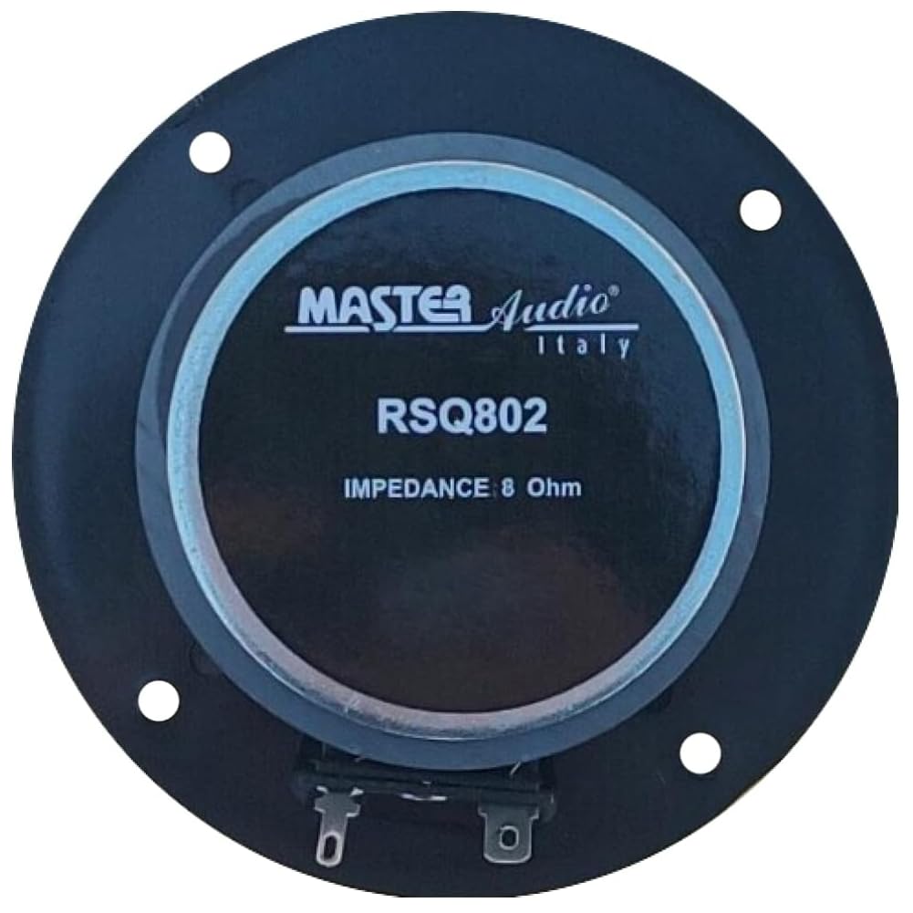 KIT SET PER MASTER AUDIO RSQ802, 2 dome tweeter a cupola, 100 watt rms 200 watt max, da 10 cm 4", impedenza 8 ohm, bobina da 25 mm, ultra slim, per casa, neri, a coppia + condensatori omaggio