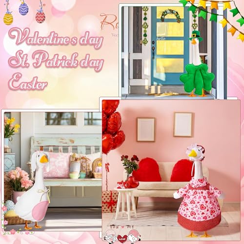 Silicherry 8 Set Seasonal Holiday Goose Outfits Christmas Valentine\'s Day Summer All Seasons Lawn Porch Goose Clothes Costume for 23\" Cement Statue Garden Patio Outdoor Decor (Funny Style,23inch)